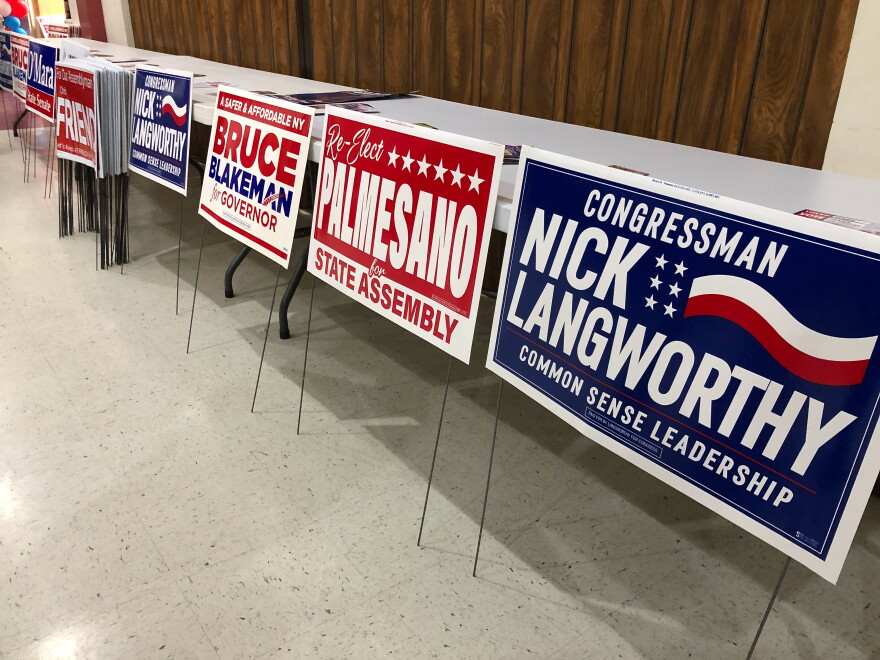 Local, federal and state GOP candidate yard signs for the 2026 general elections.