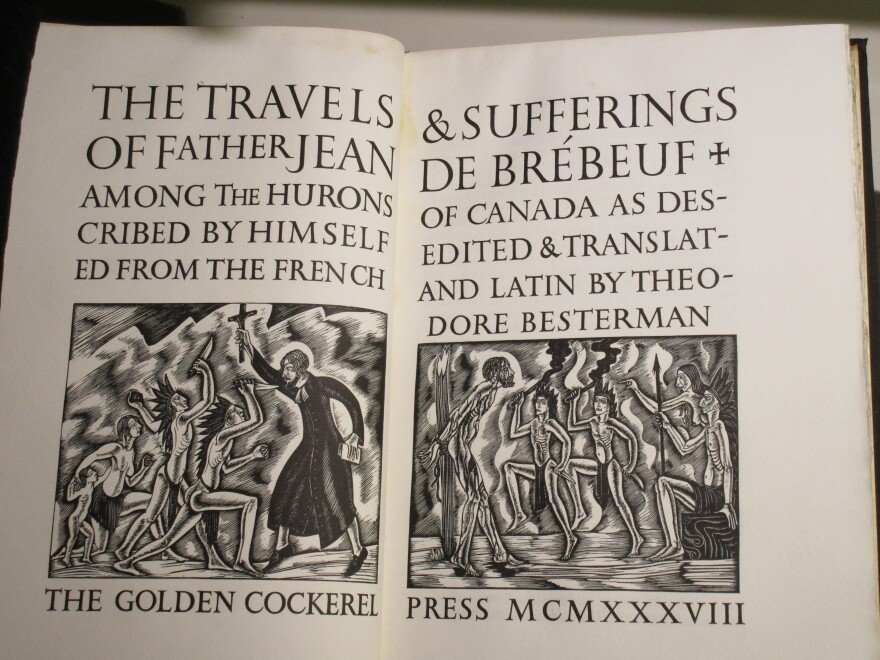 Title page of Travels & Sufferings of Father Jean de Brébeuf among the Hurons of Canada