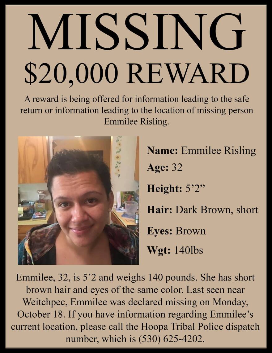 A flyer shares last known details of Emilee Risling before she disappeared Oct. 18, 2021.