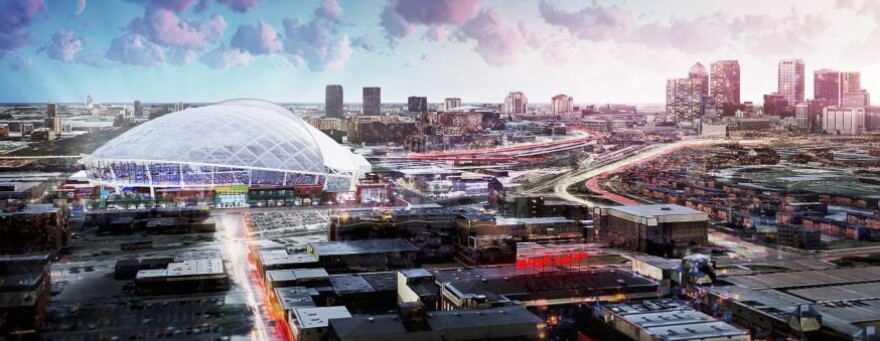 Another rendering: a Ybor City ballpark in 2018. The Rays pull out of the deal because of financing concerns.