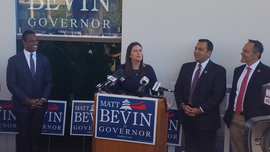 Sarah Huckabee Sanders stumps for Gov. Matt Bevin on 10/14/19.