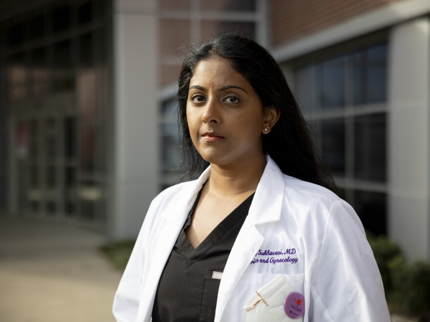 Under Louisiana's abortion ban, doctors face penalties of up to 15 years in prison, $200,000 in fines and loss of their medical license. Dr. Neelima Sukhavasi, a Baton Rouge OB-GYN, says that doctors are scared. Here, Dr. Sukhavasi poses for a portrait in Baton Rouge, La., on Monday, March 18, 2024.