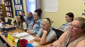 Participants at New Opportunity School for Women come together in a classroom where they feel safe and empowered to learn and grow.