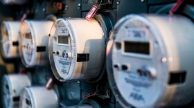 Close-up of electric meters