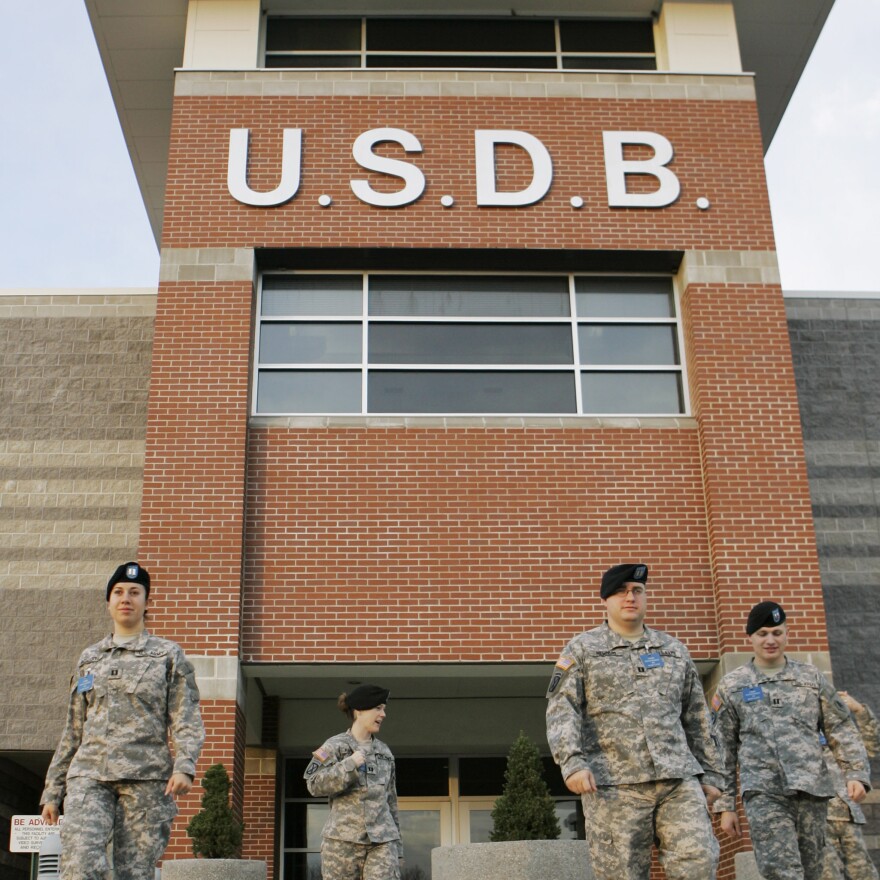 Unidentified military police captains depart the U.S. Disciplinary Barracks at Fort Leavenworth, Kan., in 2007. Jones escaped from the U.S. Army's maximum-security prison in 1977.