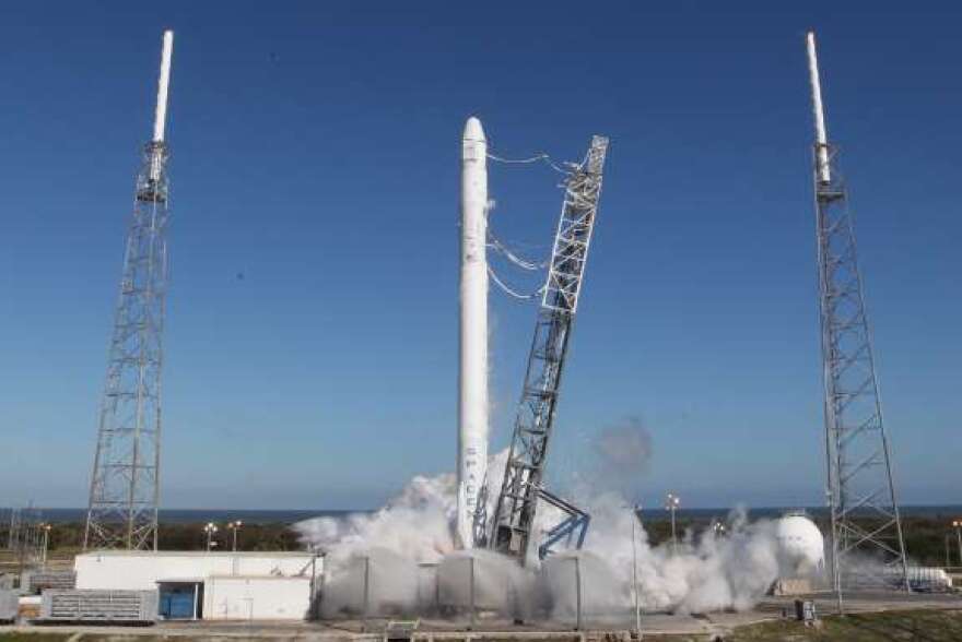 The SpaceX Falcon 9 rocket during a test for a previous mission