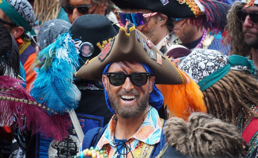 Pirates in colorful outfits 