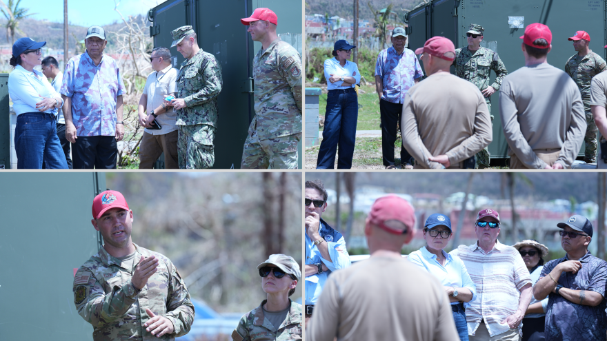 CNMI Del. Kimberlyn King-Hinds, Governor David Apatang and other officials visited the reverse osmosis system set up on PauPau Beach by the U.S. Air Force’s 554th RED HORSE squadron to support the northern part of Saipan.