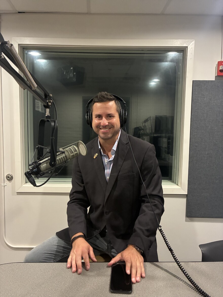 Candidate Kelly Roberts in studio at WHQR.