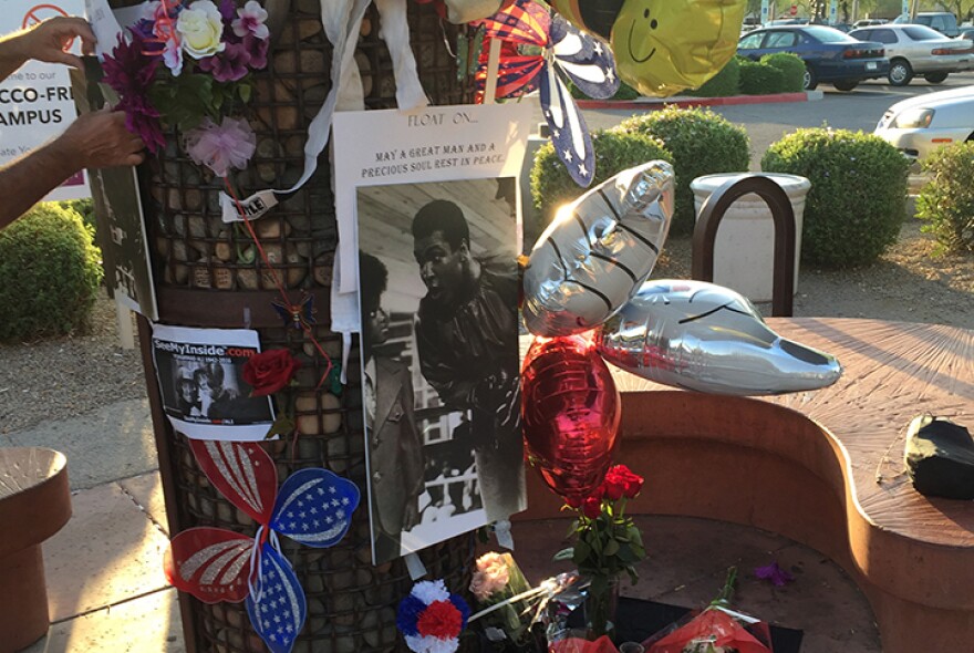 A makeshift memorial for Muhammad Ali