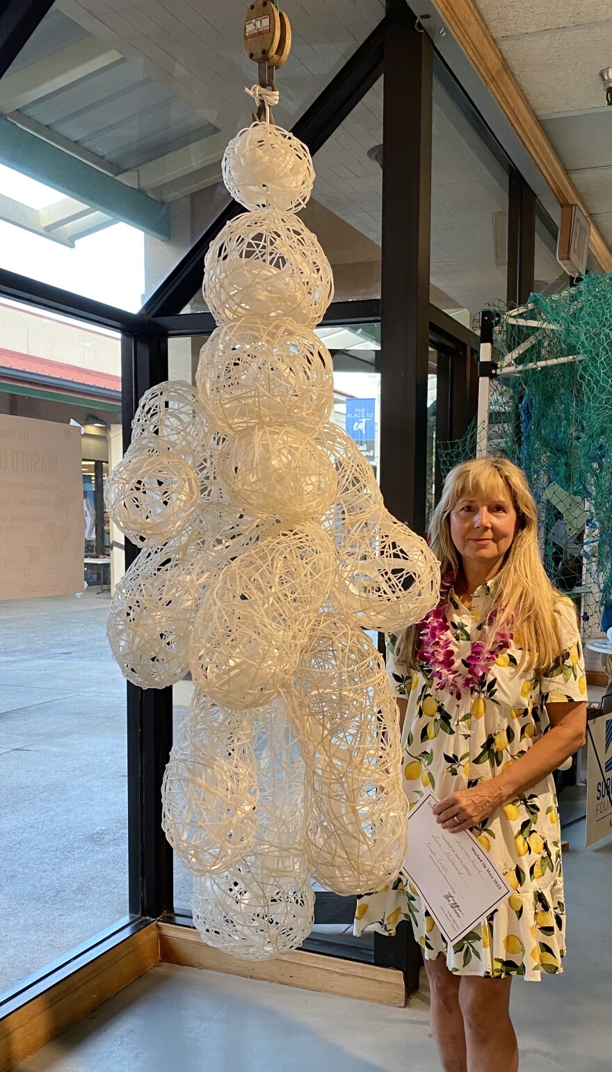 Licia McDonald is a sculpture artist who uses discarded materials and marine debris for her creations on Kauaʻi.
