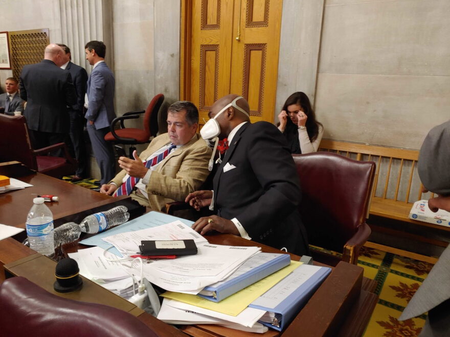 Rep. G.A. Hardaway, D-Memphis, wore a mask as a protection. He called the session "irresponsible" session." 