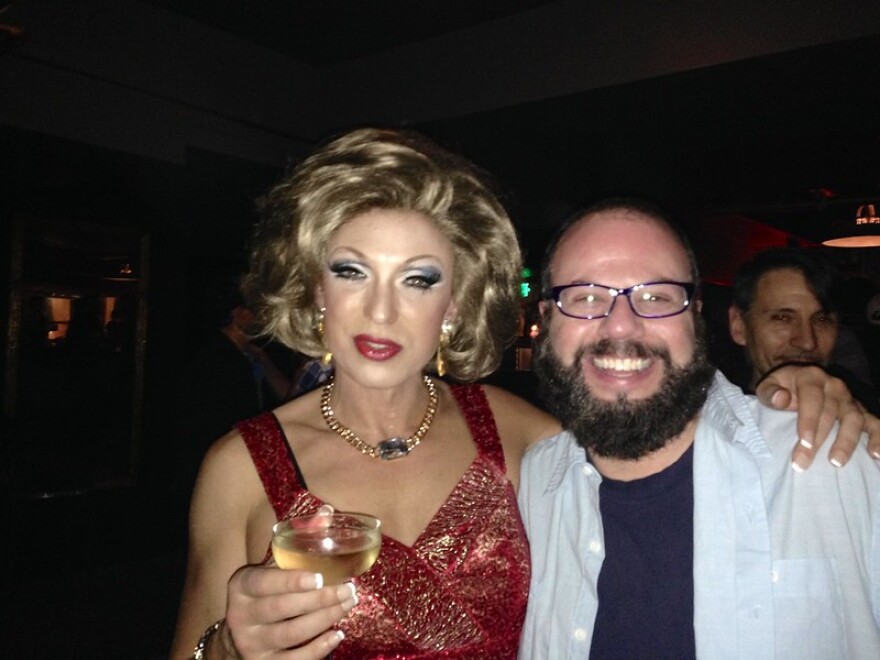 San Francisco's first drag laureate, D'Arcy Drolliner, on the left.