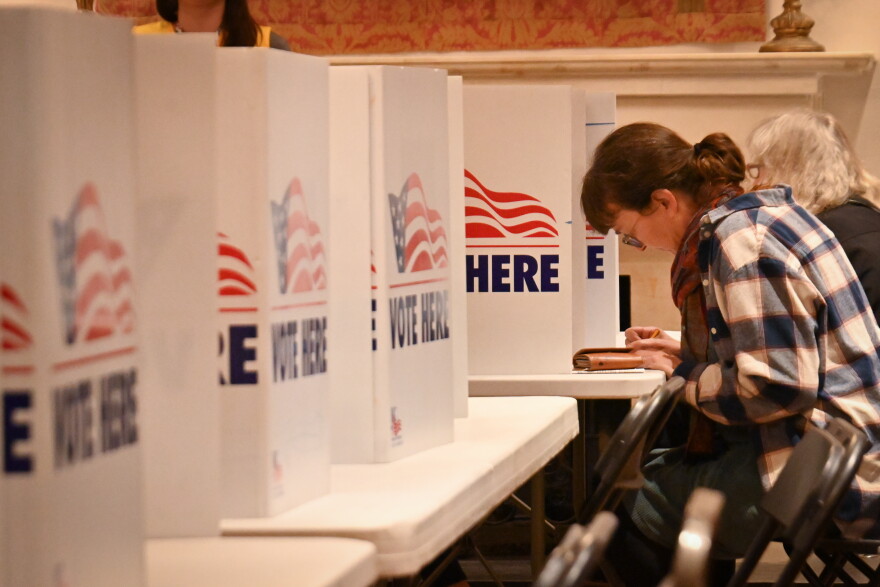  Voters at St. Andrew's Episcopal Church in Kansas City, Missouri cast their ballot Tuesday afternoon, Nov. 8, 2022.