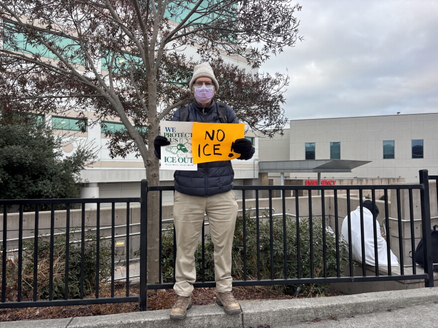 "Trump is trying to get us on the road to a full-scale fascist country," said Larry, pictured. "We need to resist in every way we can."