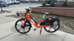 A Spin bike by North High Street on the campus of Ohio State University.