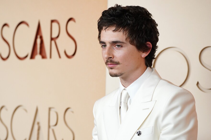 Timothee Chalamet arrives at the Oscars on Sunday, March 15, 2026, at the Dolby Theatre in Los Angeles. (Photo by Jordan Strauss/Invision/AP)