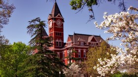 photo of an old college campus in spring