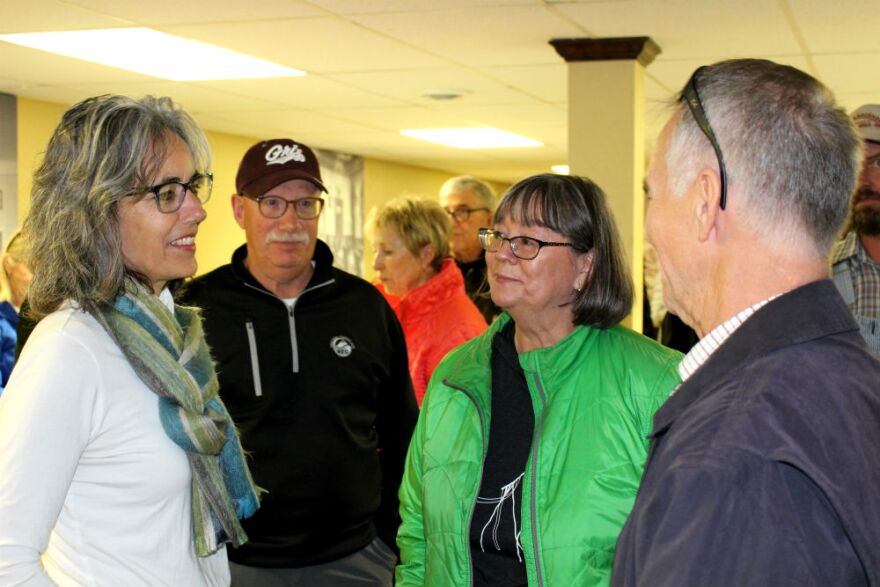 Kathleen Williams chats with Anaconda constituents at a "meet-and-greet" on October 15, 2018.