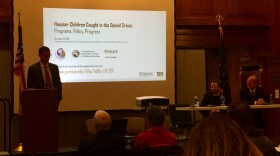 Dr. Joseph Ryan presents at the meeting to highlight the opioid epidemic on families.