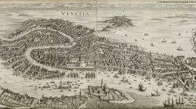 Matthaus Merian (1593-1650) Copper engraving c 1650. During the bubonic plague, ships arriving in Venice were required to sit at anchor for 40 days before landing. This practice, called quarantine, derived from the Italian 'quaranta giorni', meaning 40 days.