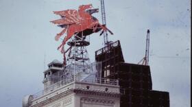 A red neon Pegasus was placed on top of the Magnolia Oil building, now the Magnolia Hotel, in 1934. Photo date unknown.