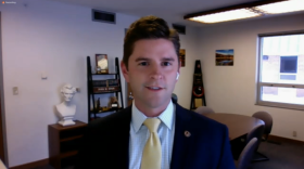 Rep. Ryan Spain, R-Peoria, on a Zoom call Tuesday advocating for a new GOP redistricting proposal.