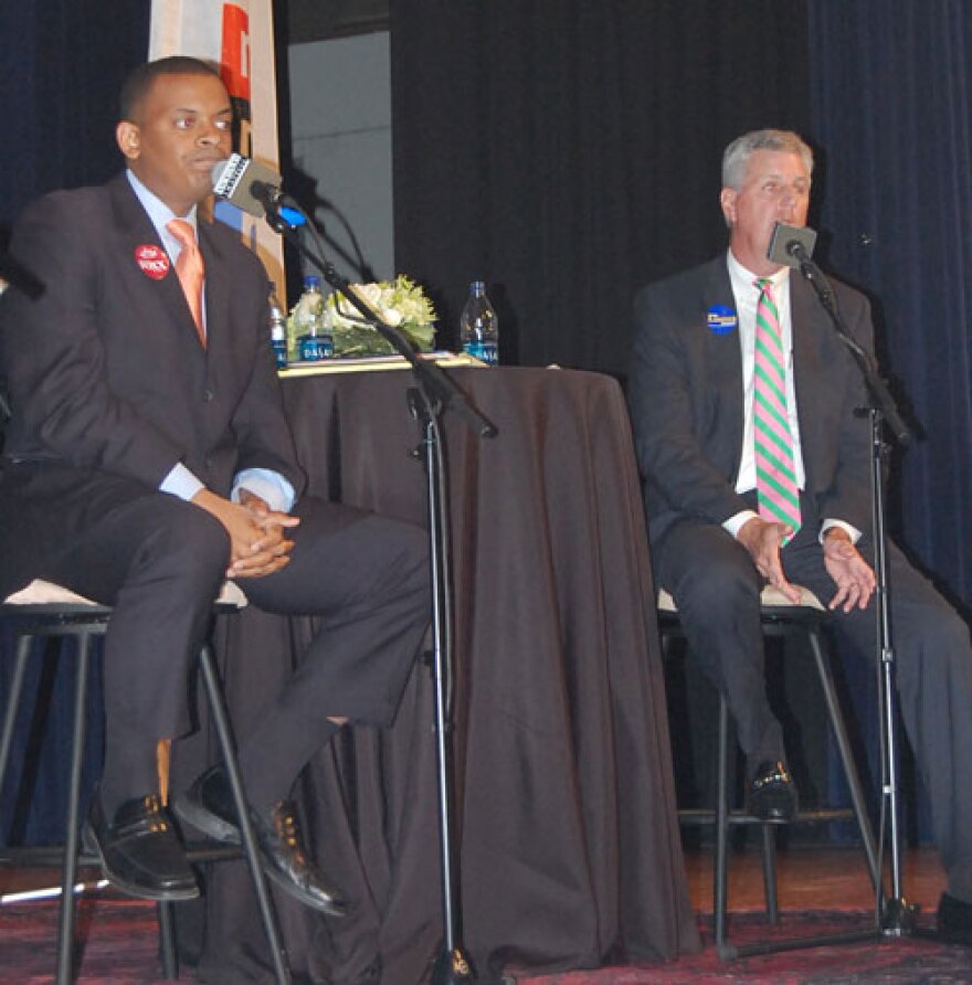 Charlotte mayoral candidates (from left) Anthony Foxx and John Lassiter.