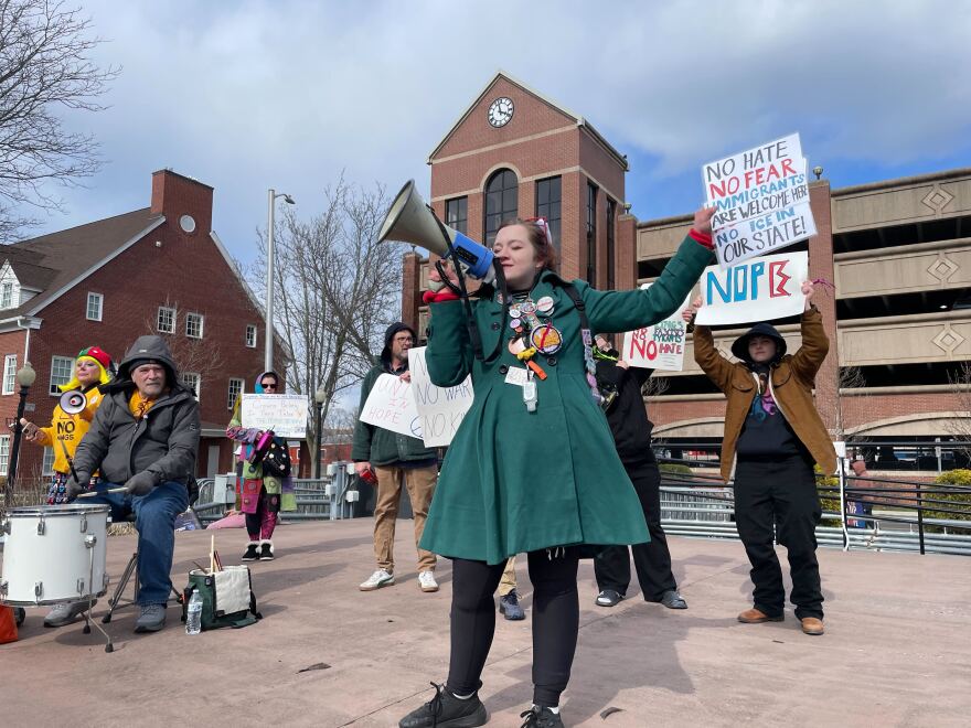 "No Kings" protest in Danbury, Connecticut on Saturday, March 28, 2026.