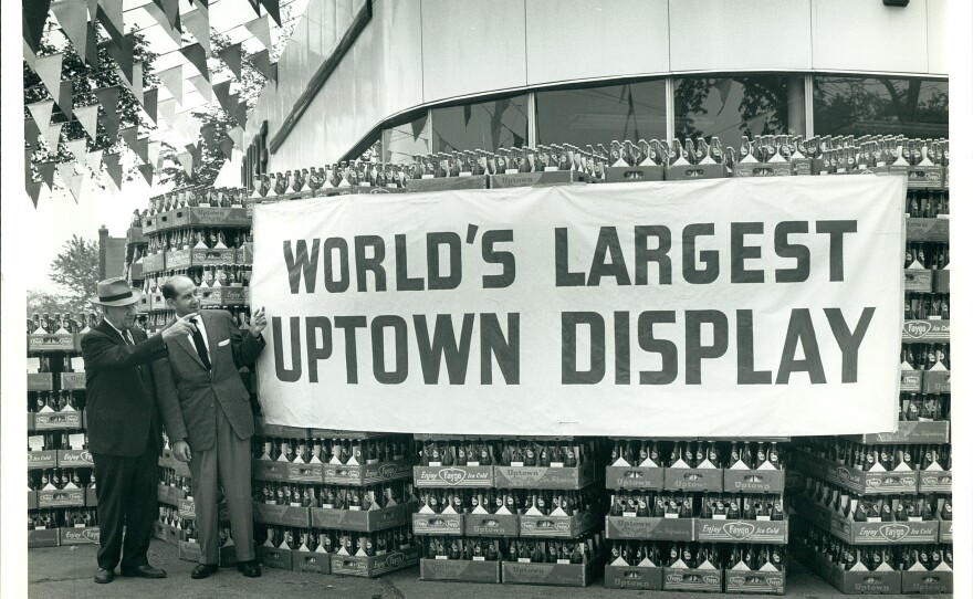 "World's Largest Uptown Display" of bottled Faygo.