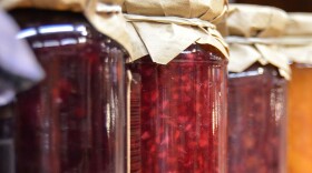 Jars of food preservatives at McDonald Farm.