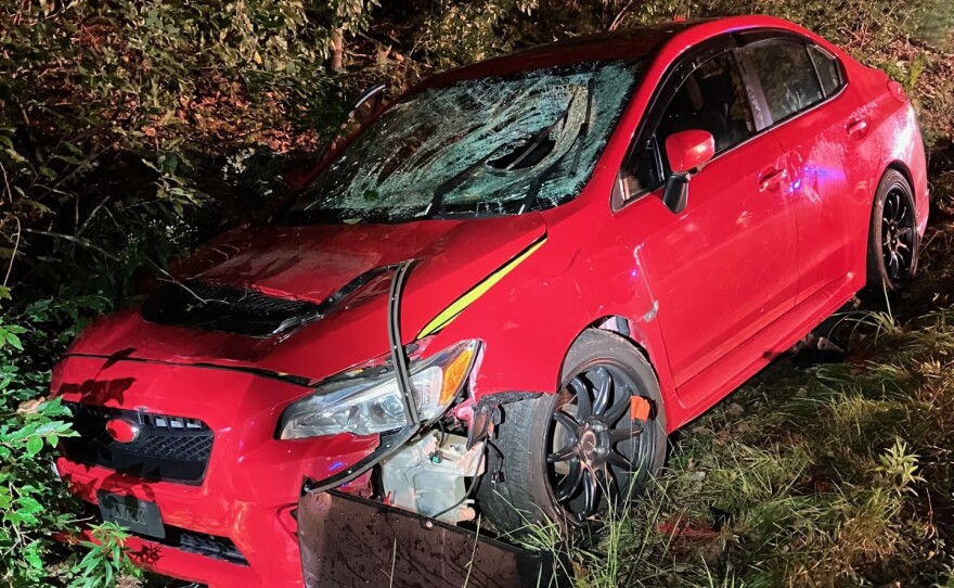 A vehicle traveling eastbound on Route 202 in Hollis struck multiple state troopers on the night of Sunday, Aug. 27, 2023, as they were in the breakdown lane while responding to a report of domestic disturbance.