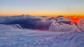 Last Friday's sunrise on Mount Washington proved to be the calm before the wind storm that rolled in Monday. 