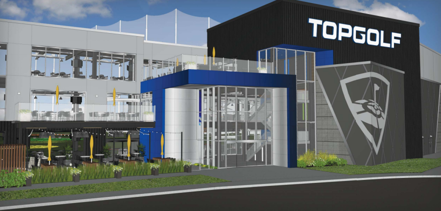 A rendering of the Topgolf Louisville site.