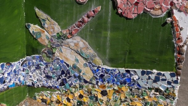 The mosaic was commissioned by Cowan Community Action Group in Letcher County. It is part of their annual Growing Home event, which commemorates the 2022 flood.