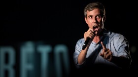 Beto O'Rourke rallies the crowd during a campaign event at Auditorium Shores in September.  