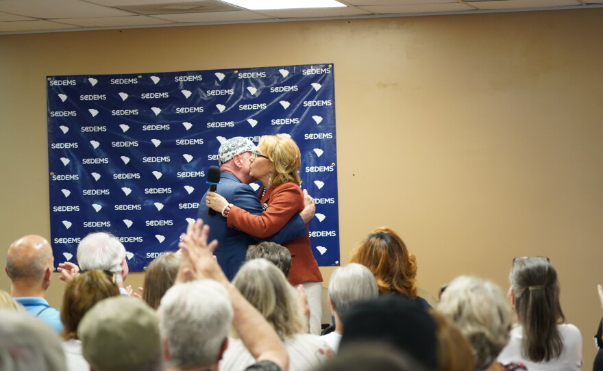 Possible 2028 Democratic presidential candidate Arizona U.S. Sen. Mark Kelly and his wife, Gabby Giffords, spoke with voters in Mauldin, S.C., on Friday, Oct. 2, 2026.