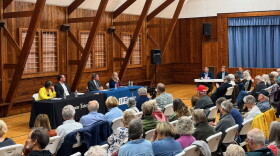 Candidates for the 103rd Michigan House seat and the 37th District state Senate seat speak at the 2026 Cherry Pie Debates in Glen Arbor on Monday, Oct. 5. (Photo courtesy of David Dodman)