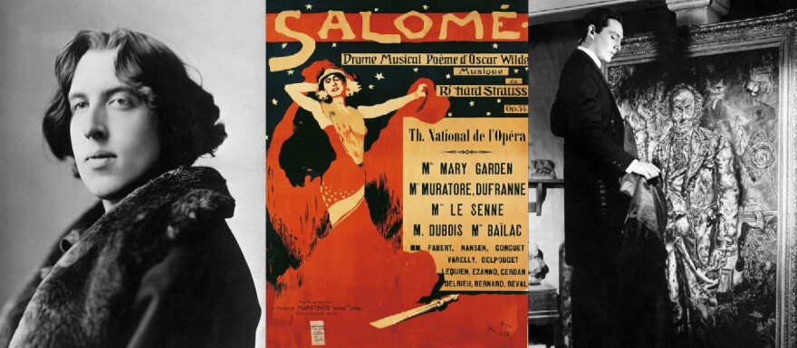 Left: Oscar Wilde, 1882. Middle: Max Tilke, Poster for the opera Salome by Richard Strauss, 1910; Right: From the 1945 film, The Picture of Dorian Gray (directed by Albert Lewin, painting by Ivan Albright).