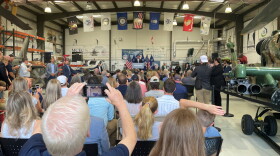 Florida Gov. Ron DeSantis speaks Tuesday, July 18, 2023, in West Columbia, South Carolina, at the nonprofit Celebrate Freedom Foundation hangar.