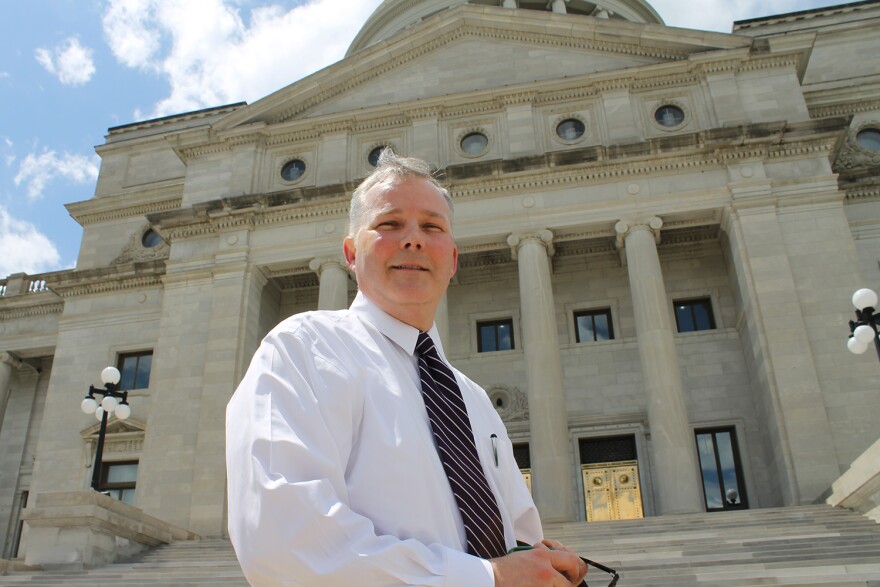 Attorney General candidate Tim Griffin, seen here outside the Arkansas State Capitol on April 17, 2015, has a strong lead in the race according to a new Talk Business & Politics-Hendrix College poll.