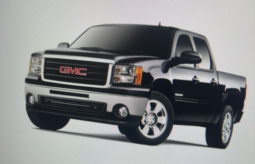 Vandermuss drives a black 2011 GMC Sierra with WI Plate TR6217.