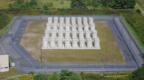 Spent fuel rods and other radioactive material is stored in specialized containers at the former Maine Yankee nuclear plant.