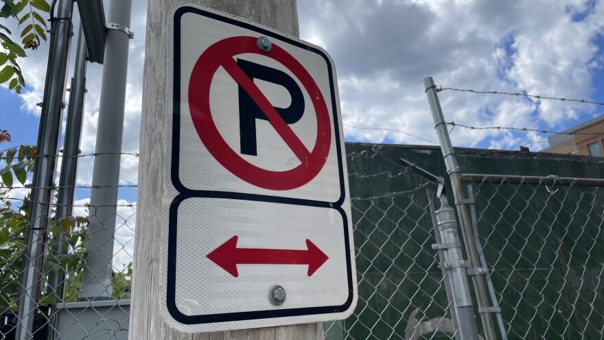 A sign in the University District in Columbus tells motorists not to park nearby.