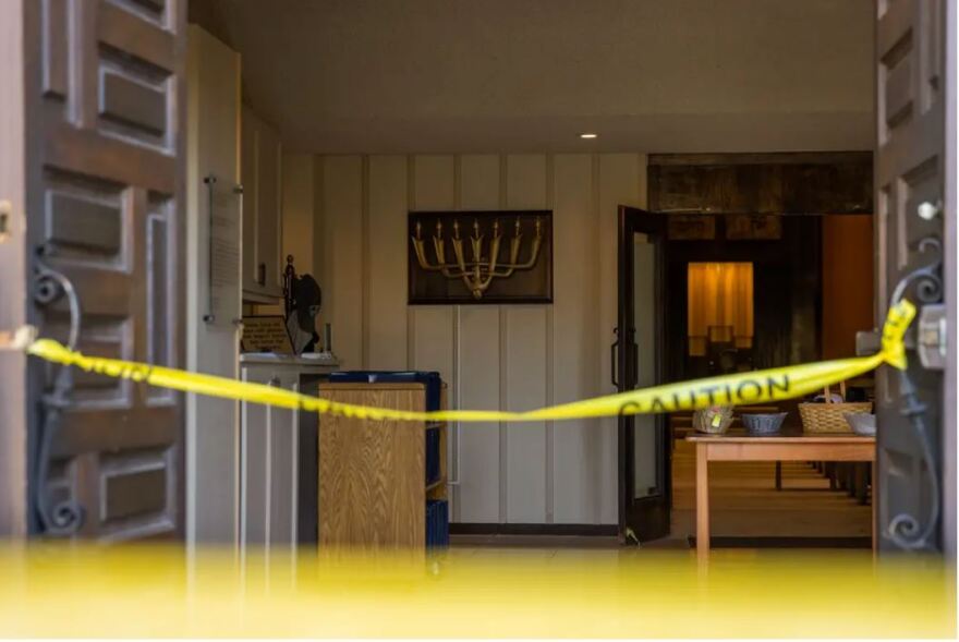  Outside of the sanctuary at Congregation Beth Israel in Austin on Nov. 1, 2021. Late the night before, a fire was set at the synagogue. Franklin Barrett Sechriest, then a student at Texas State University in San Marcos, was charged in the incident. 