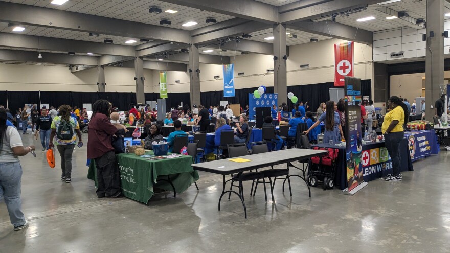 The expo includes the civic center exhibition hall, as well as a large section of the facility's outdoor parking area.