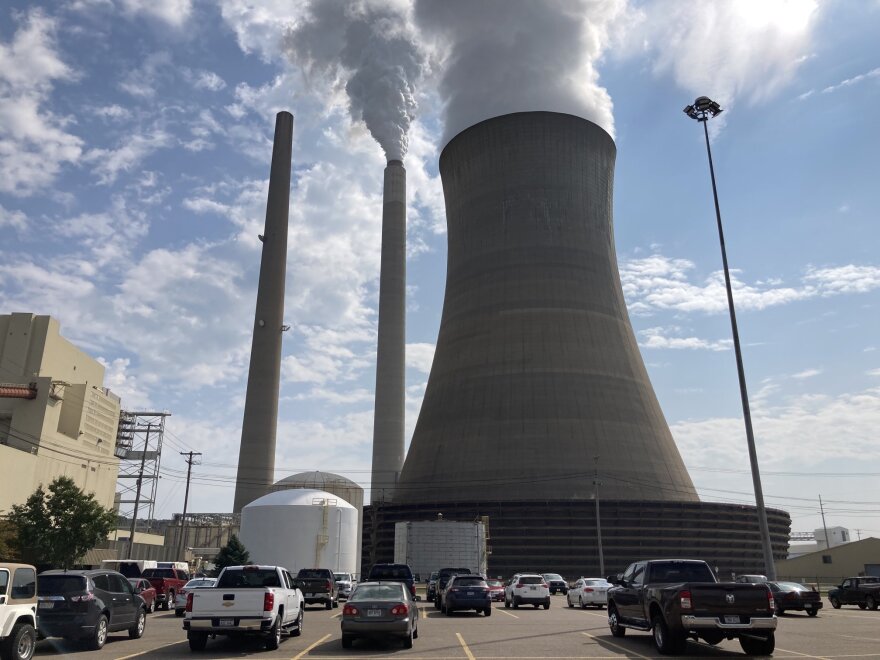 The 1,330-megawatt Mountaineer power plant in Mason County, West Virginia, on Aug. 5, 2021. The plant requires upgrades to its wastewater system to keep it operating through 2040. Without them, it will have to shut down in 2028.