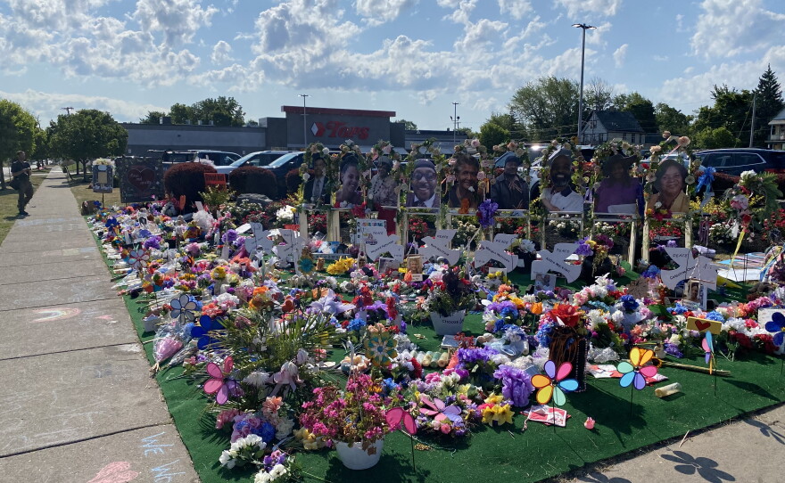 Memorial outside Tops for the victims of the shooting