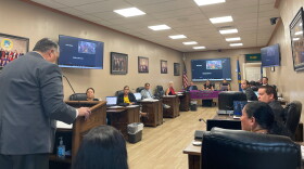 Osage Nation Principal Chief Joe Tillman speaks to the Osage Nation Congress on Thursday following announcements the tribe's visitors center, language immersion school and Harvest Land farm will close.