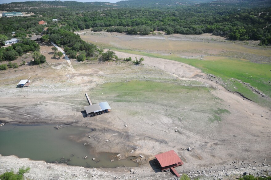 The Lake Travis level is 23 feet below the monthly average of 461 feet.